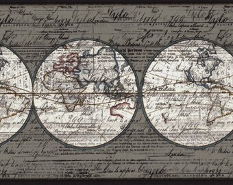 antique black white world map wallpaper borderbathroom wall decorbedroom wall decor