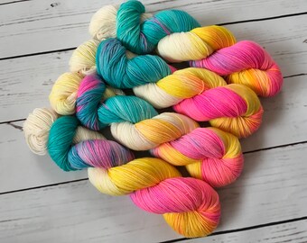 Enchanting Unicorn Hand Dyed Superwash BFL/ Nylon Sock Yarn