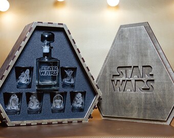 Star Wars, Star Wars Gift , Star Wars Whiskey Decanter Set, Whiskey Glasses, Star Wars Decanter, Personalized Whiskey Glasses, Star Wars