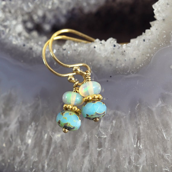 Ethiopian Opal Earrings - Opal Jewellery