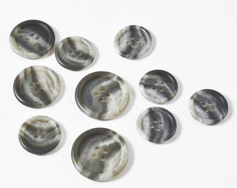 4-hole Gray Blazer Button by 6 pcs, 20mm, 21mm, 25mm, 28mm, SP-2402