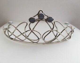 Sterling Silver tiara with lace agate