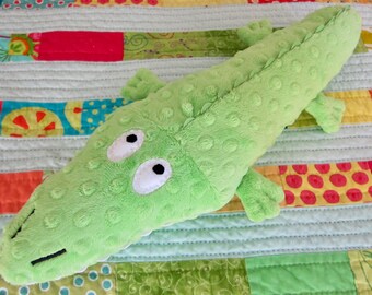 Mini 17-Inch Alligator/Crocodile Minky Fleece Plush Stuffed Animal - Lime Green