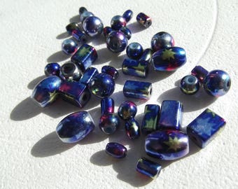 Lot of Blue Glass Celestial Beads