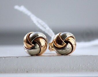 Yellow and White Gold 19.2K Earrings From Portugal Knot
