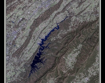 South Holston Lake Tennessee Satellite Poster Map