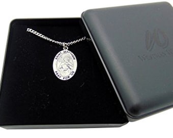 Westman Works St Matthew Solid Pewter One Inch Saint Medal with Stainless Steel Chain