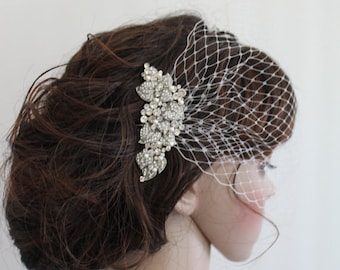 Ivory birdcage veil,Wedding birdcage,Birdcage fascinator,Birdcage veil bridal,Blusher veil,Wedding veil,Birdcage veil,Wedding Fascinator