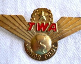 Vintage TWA Junior Pilot Wings Pin - Airlines Metal Pin Back