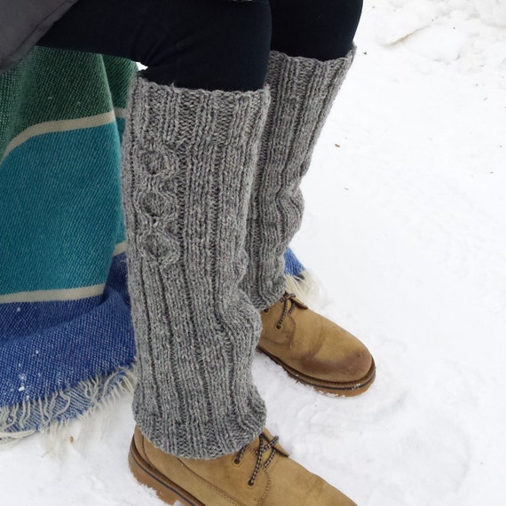 Wool leg warmers women hand knitted. Wool from Canada light