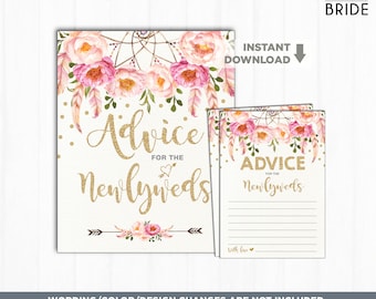 Advice for the Newlyweds Bridal Shower Activity Printable