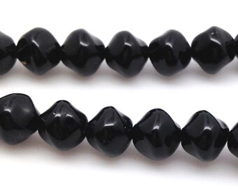 25 Vintage Baroque Black Glass Beads