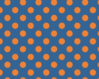 Orange Blue Dots - Medium Tone on Tone Orange Dots - 1 Yard Cut - Orange Blue Dots - Riley Blake Designs - Cotton Fabric