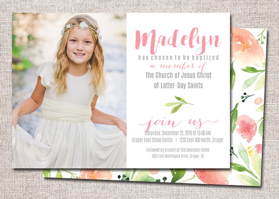 lds baptism invitation modern baptism invitation girl photo lds baptism invitations