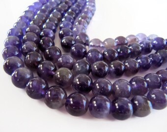 AMETHYST Beads in Purple Gemstones, 7mm to 8mm, Half Strand, Approx 24pcs, Round, Smooth, Purple Stone Beads