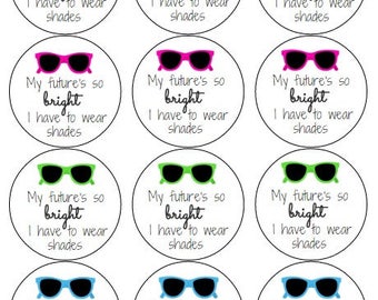 12 Bright Future Sunglasses Stickers, Brightening Birthday, Shades, Summer Birthday, Sunglasses Labels, Sunglasses, Party Labels, Birthday