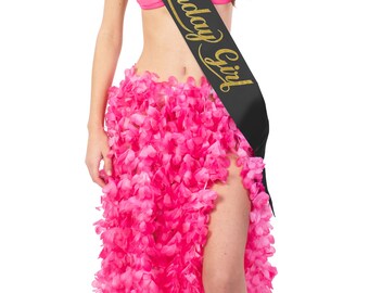 Gold Glitter Birthday Girl Black Sash with Palm Tree Icon - Birthday Sash, Birthday Gifts, Birthday Ideas, Tropical Birthday, Birthday Party