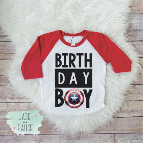 Captain America Birthday Boy Shirt Toddler Raglan Baby Boy