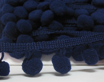 5 Yards Navy Blue Large Pom Pom Trim, Blue Trim, Blue pom pom trim, Trim Lot, Wholesale Trim, Pom Pom Fringe, Blue pom pom, Navy blue pompom
