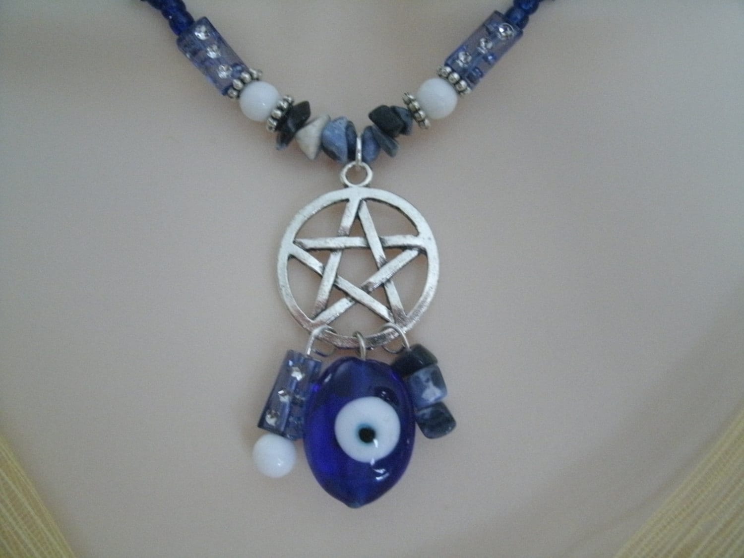 Evil Eye Protection Pentacle Necklace wiccan jewelry pagan