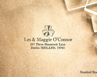 Return Address Shamrock Rubber Stamp - 2 x 2 inches