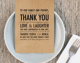 Wedding Table Card Wedding Table Thank You Card Wedding