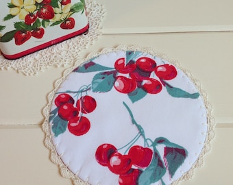 sweet vintage cherries doily