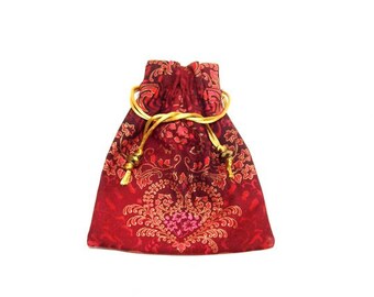 Jewelry pouch, fabric drawstring pouch, accessory pouch, cosmetic bag, multiple use pouch
