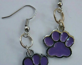 Opt to Adopt Purple Paw Print Charm Earrings