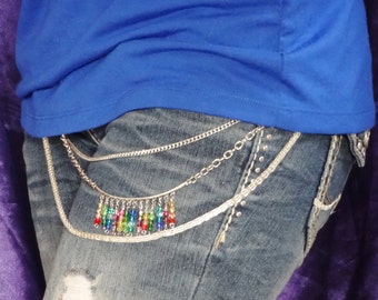 Jean Jewelry, Chains for Jeans, Rainbow Crystal Charms