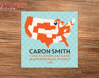Home States Personalized Return Address Labels with Color Options