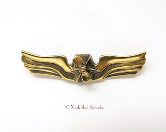SteamPunk Airship Commanders Insignia interactive double tac Brass - the propeller spins