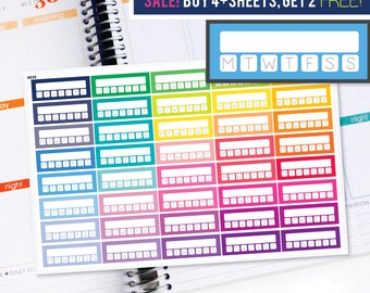 Habit Tracker Planner Stickers to be used with Erin Condren LifePlanner (ECLP), Happy Planner - Half Inch, 40 Stickers (#6035)