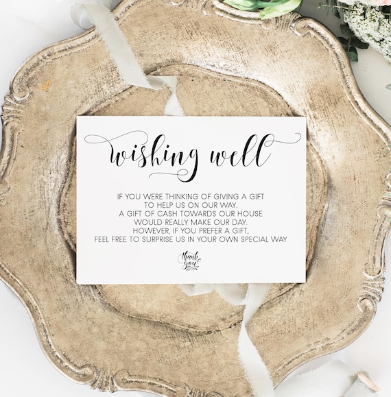Wishing Well Card Gift registry card Wedding wishing well