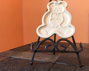Pampered Chef Stoneware Teddy Bear Cookie Mold 1991