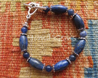 Semi-precious stone, lapis lazuli, blue bracelet