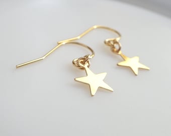 Star Earrings, Gold fill Star earrings, Sterling Silver star earrings, Minimalist star earrings, Delicate earrings, Make a Wish earrings