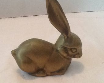 Vintage Brass Hare with natural patina on it-1950s- Brass Rabbit, paperweight, brass collector awesome addition to someones brass collection