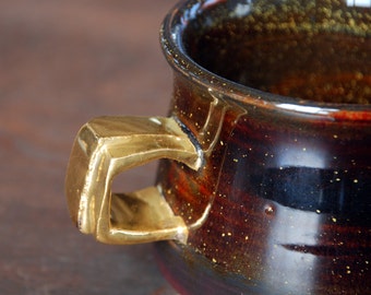 Tenmoku Cup with Gold Handle
