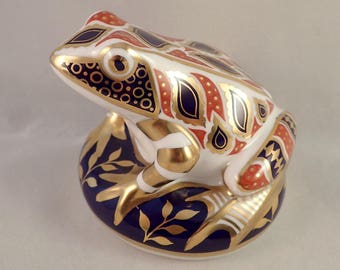 Royal Crown Derby Imari Frog Paperweight, Ceramic Stopper