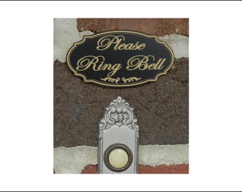 1.5" x 3" Engraved "PLEASE RING BELL" Door Sign, Wall Plaque, Small Business Home Office