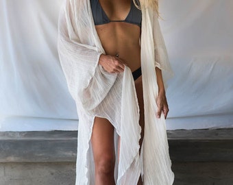 Slit Cape In Gauze Muslin Cotton