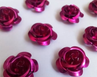 12 15x9mm fuchsia pink metal flower beads