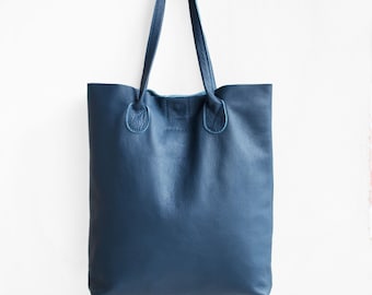 The Essential Tote in Steel Blue / Leather Tote Bag / Blue Tote Bag / Leather Handbag / Blue Leather Tote /Leather Handbag / Blue Bag