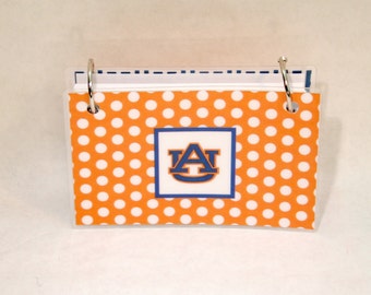 Index Card Binder 3 x 5, Index Card Holder, Personalized Flashcard Holder, Recipe Book, Laminated Note Card Binder, Blank Journal, AUBURN