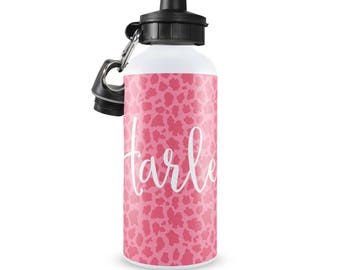 Cheetah Print Personalized Kids Water Bottle Boys Water Bottle, Custom School Water Bottle Re-Usable Water Bottle, Sports Bottle, Kids Gift