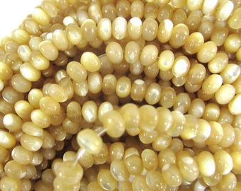 4mm natural mother of pearl mop rondelle beads 15.5" strand 34607