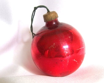 Vintage Paper Capped Red Christmas Holiday Ornament