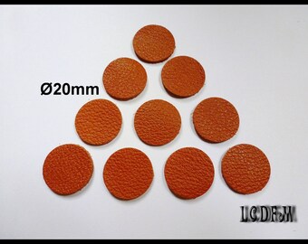 * ¤ 10 round #1 - diameter 20 mm Camel colored leather ¤ * #C4