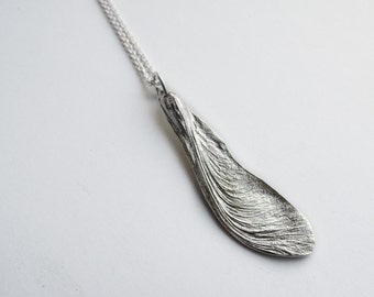 Long Samara - Maple Seed - Delicate Samara Necklace - Sycamore Seed - Sterling Silver - Bronze - Brass - or Gold Plated -Made to Order